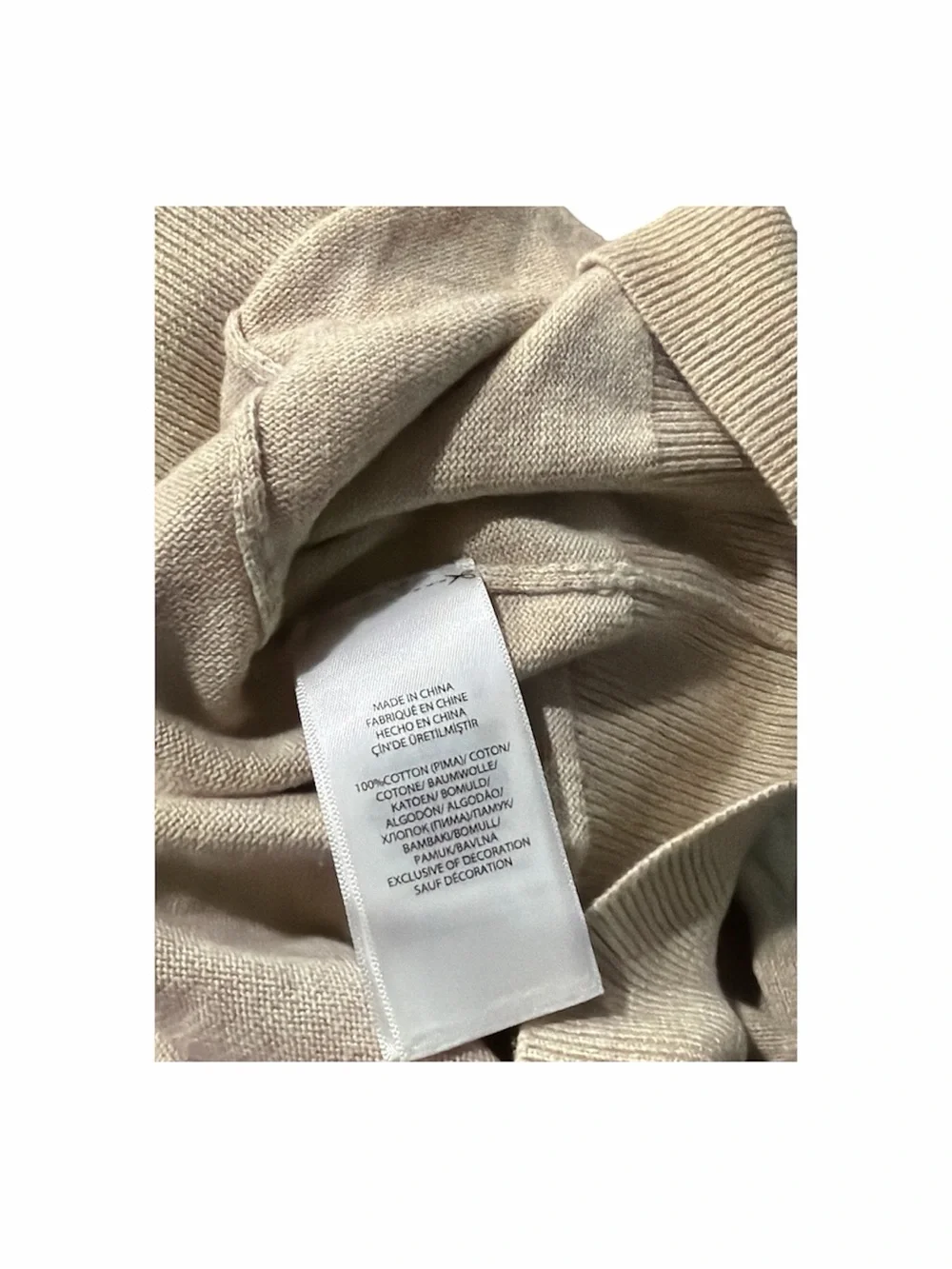 Polo Ralph Lauren Men’s XL Pima Cotton V-Neck Sweater Oatmeal